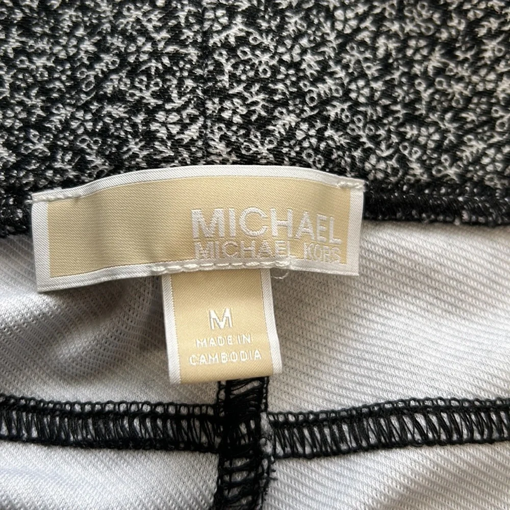 Michael Kors Black & White Floral Print Leggings, Size Medium - Picture 6 of 7